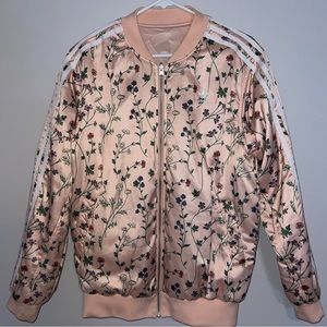 Reversible Satin Floral Adidas Love Set bomber jacket
